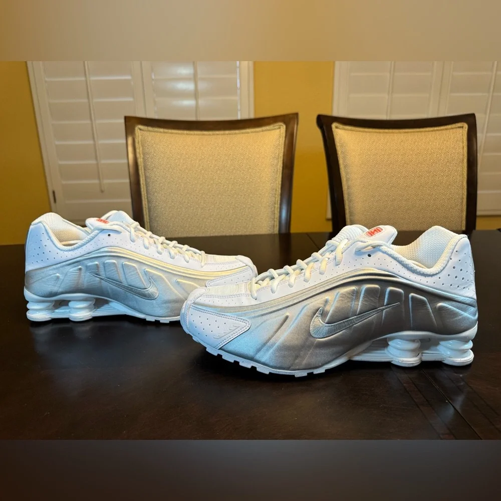 New Nike Shox R4 White Silver Sneaker Shoes Size US 12